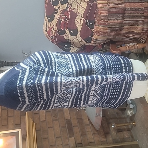 Madewell 100% merino wool blue off white button front cardigan size M ski winter - Picture 5 of 15